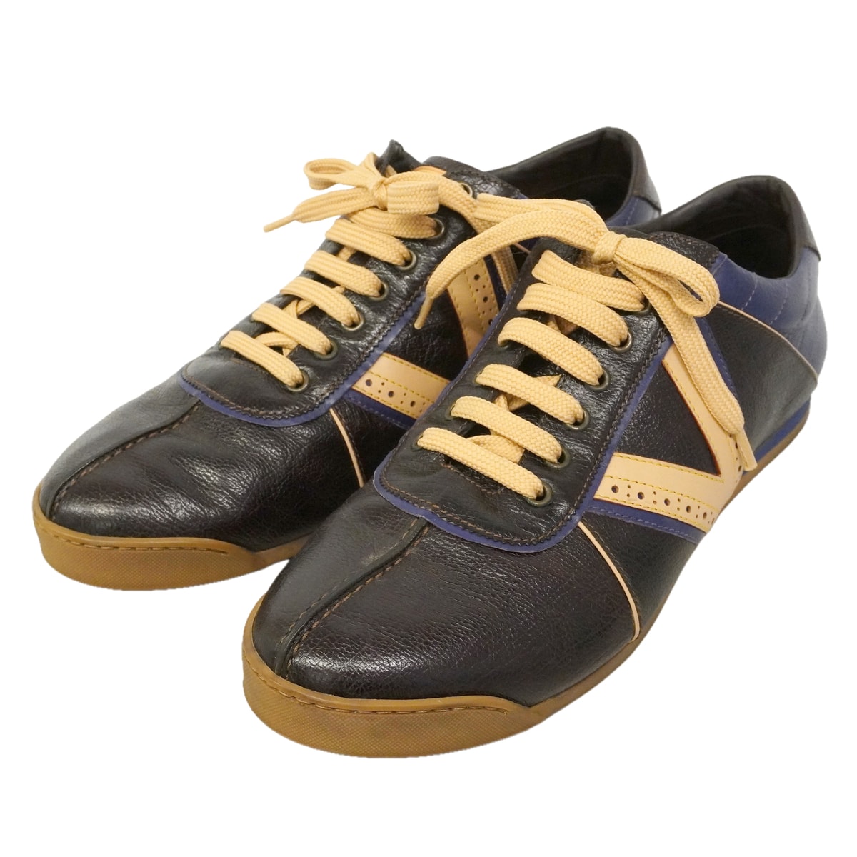 【6aph002】ルイヴィトン スニーカー 8 レザー ブラウン パープル ローカット【中古】メンズ
