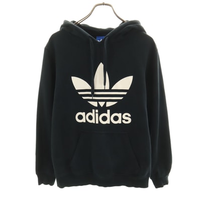 adidas Originals アディダスオリジナルス トレフォイルロゴ 長袖 スウェットパーカー M ブラック