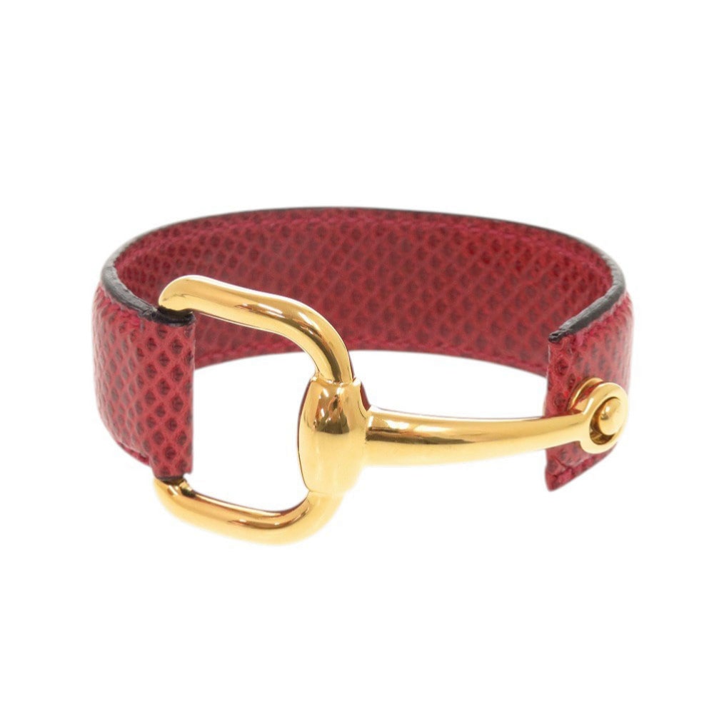 グッチ  ホースビット   リザード  レッド   バングル