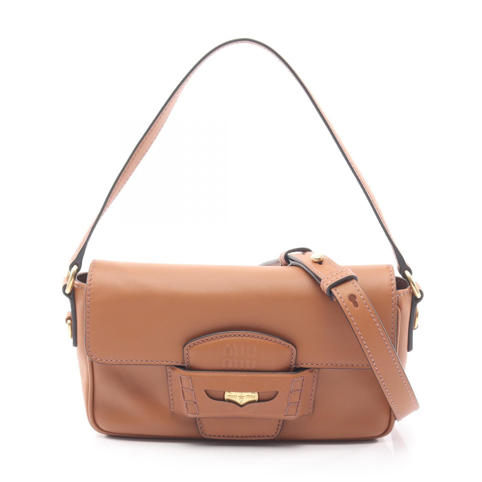 ミュウ ミュウ Miu Miu CRM FINE CALF ペニー 2WAY ハンドバッグ バッグ レザー レディース ブラウン系 5BD270 【中古】