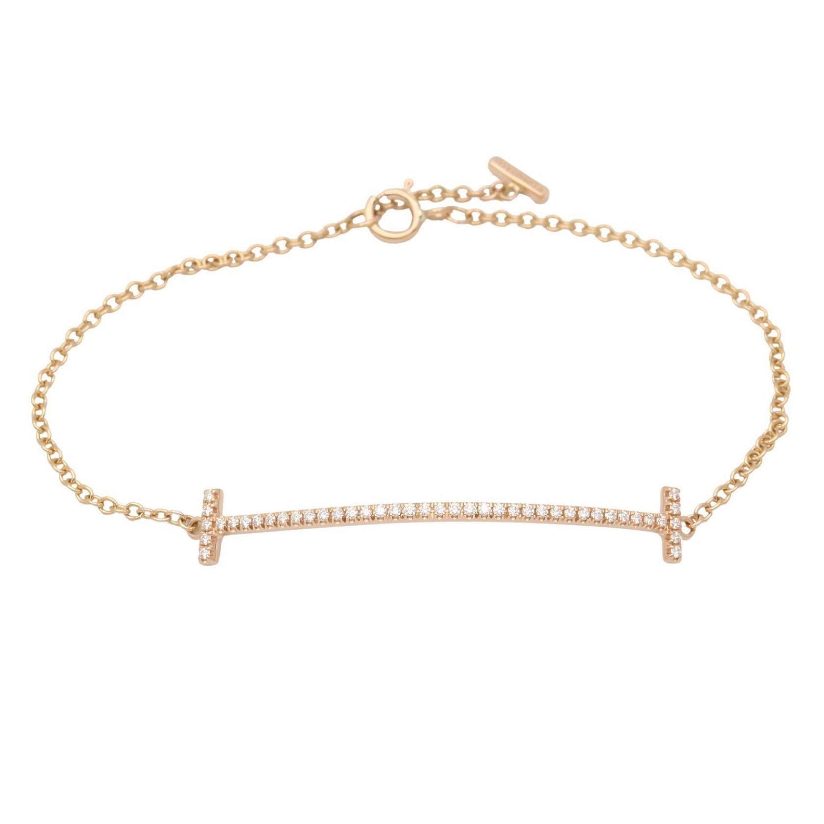 ティファニー TIFFANY&CO Tスマイル ダイヤ ブレスレット ブレスレット アクセサリー K18PG(ピンクゴールド) ダイヤモンド レディース クリア系 / ゴールド系 【中古】