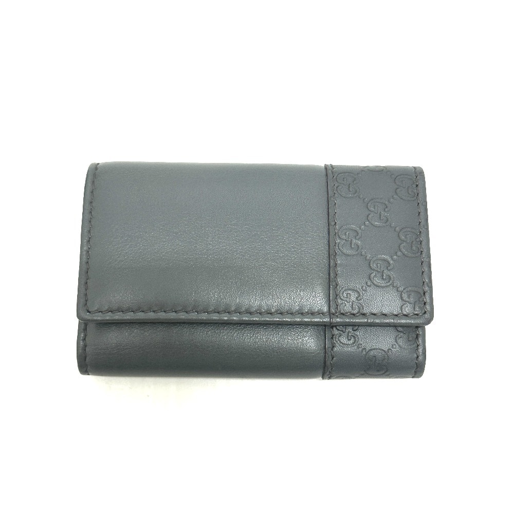 グッチ GUCCI グッチシマ 256433 6連 鍵入れ 鍵ケース キーポーチ キーウォレット キーケース レザー グレー