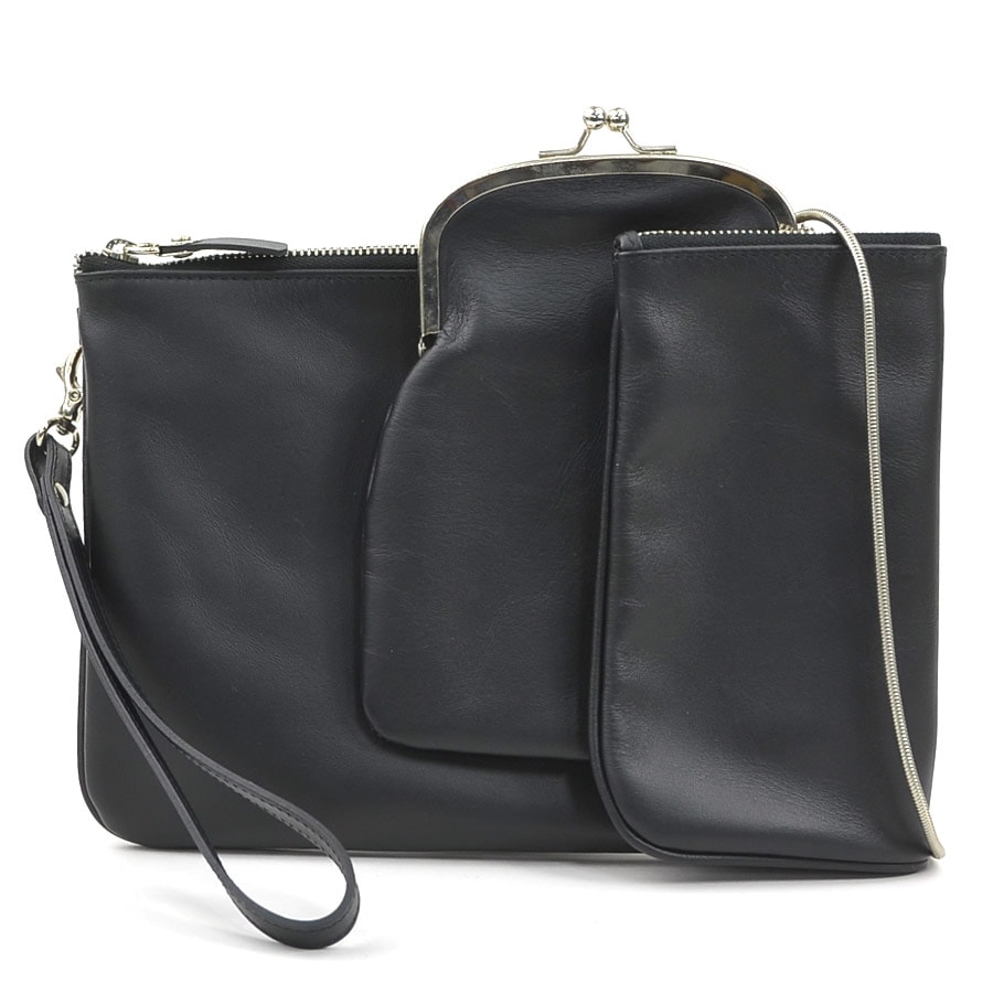 メゾンマルジェラ Maison Margiela ショルダーバッグ ショルダーポーチ レザー ブラック ユニセックス【中古】 56854i