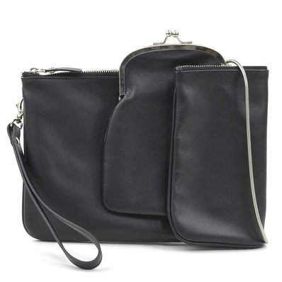 メゾンマルジェラ Maison Margiela ショルダーバッグ ショルダーポーチ レザー ブラック ユニセックス【中古】 56854i