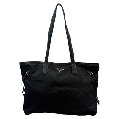 PRADA プラダ テスート サフィアーノ ブラック ナイロン レザー/ トートバッグ ショルダーバッグ S1-00033 【中古】