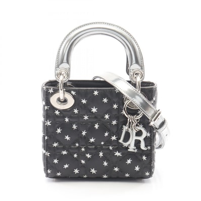 ディオール Dior レディディオール ミニ カナージュ スター 2WAY ハンドバッグ バッグ レザー レディース ブラック系 / シルバー系 【中古】