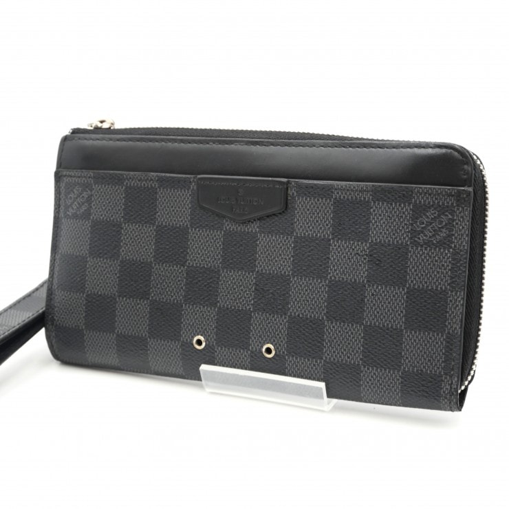 LOUIS VUITTON(ルイヴィトン)ジッピー・ドラゴンヌ ダミエ・グラフィット 長財布 ラウンドファスナー ウォレット ブラック ストラップ付 GA3280【中古】