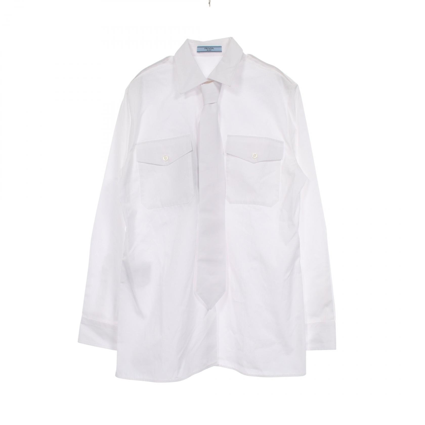 プラダ PRADA 長袖 衣料品 トップス コットン メンズ ホワイト系 【中古】