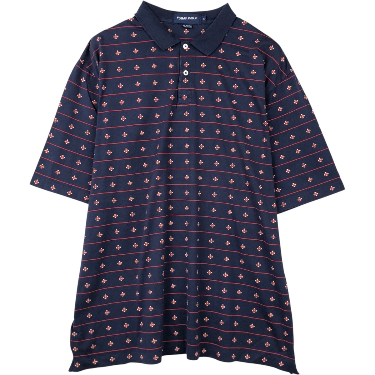 古着 ラルフローレン Ralph Lauren POLO GOLF ポロゴルフ ボーダー柄 総柄 半袖 ボーダー ポロシャツ メンズXL相当/eaa667460