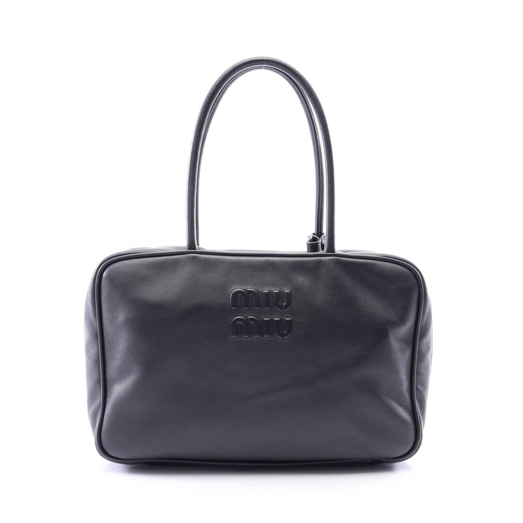 ミュウ ミュウ Miu Miu ボー ハンドバッグ バッグ レザー レディース ブラック系 5BB117 【中古】