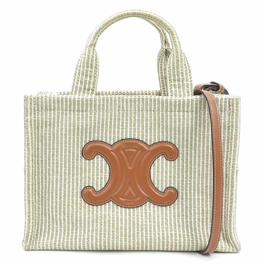 セリーヌ CELINE ハンドバッグ ショルダーバッグ スモール カバ タイス キャンバス/レザー ブラウン×ベージュ レディース【中古】 90217g