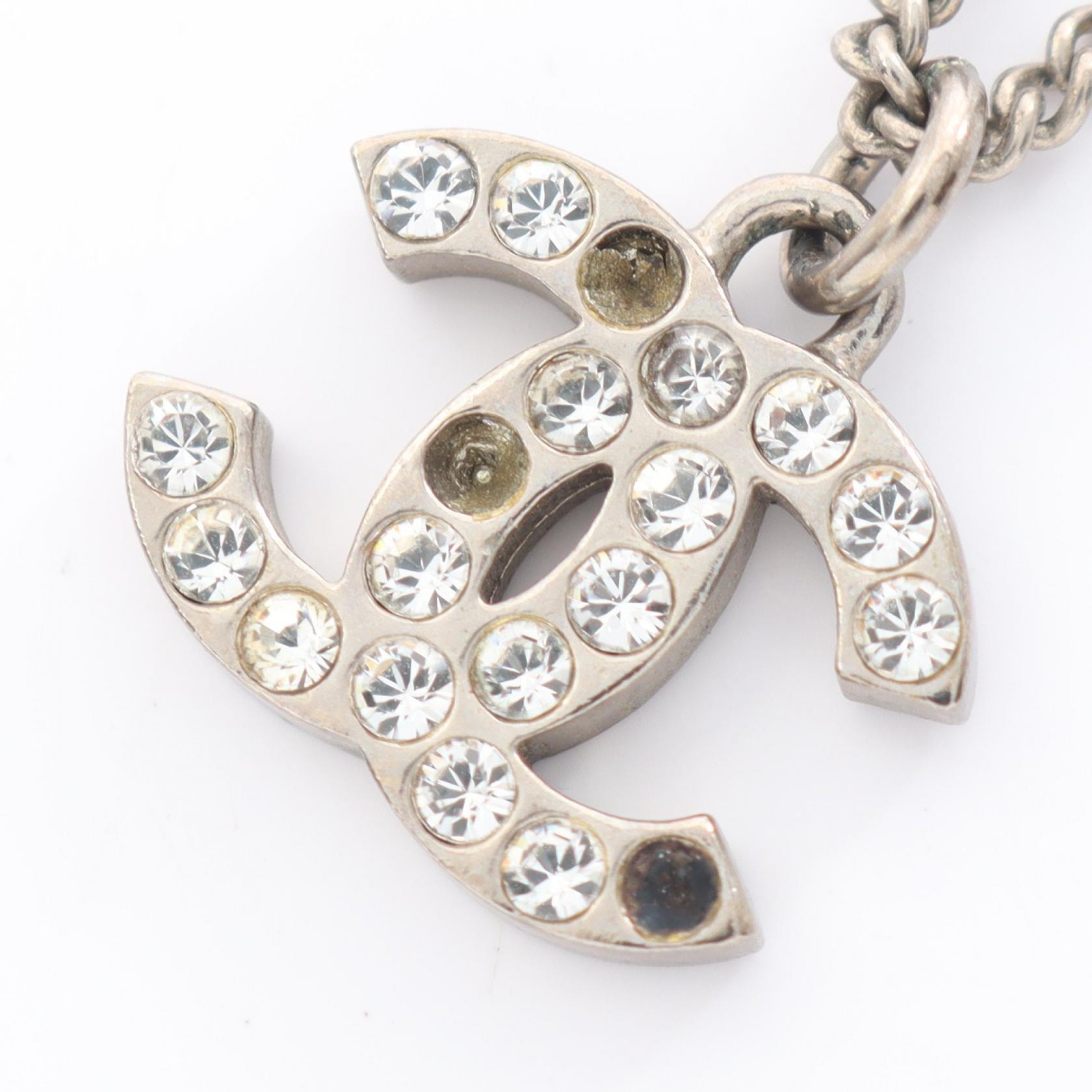 シャネル CHANEL ココマーク F13V ネックレス ジュエリー メタル ラインストーン レディース シルバー系 / クリア系 28942 【中古】