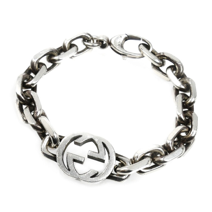 GUCCI グッチ シルバー925 インターロッキングG ブレスレット ‎627068 J8400 0728 
17 43.0g メンズ【中古】