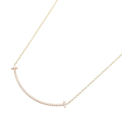 ティファニー TIFFANY&CO Tスマイルスモール ダイヤ ネックレス ネックレス ジュエリー K18PG(ピンクゴールド) ダイヤモンド レディース ゴールド系 / クリア系 63058815 【中古】