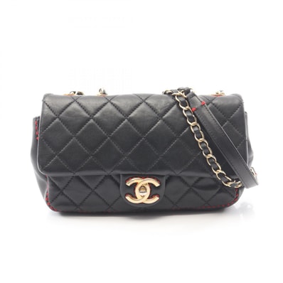 シャネル CHANEL マトラッセ シングルフラップ ショルダーバッグ バッグ ラムスキン(羊革) レディース ブラック系 【中古】