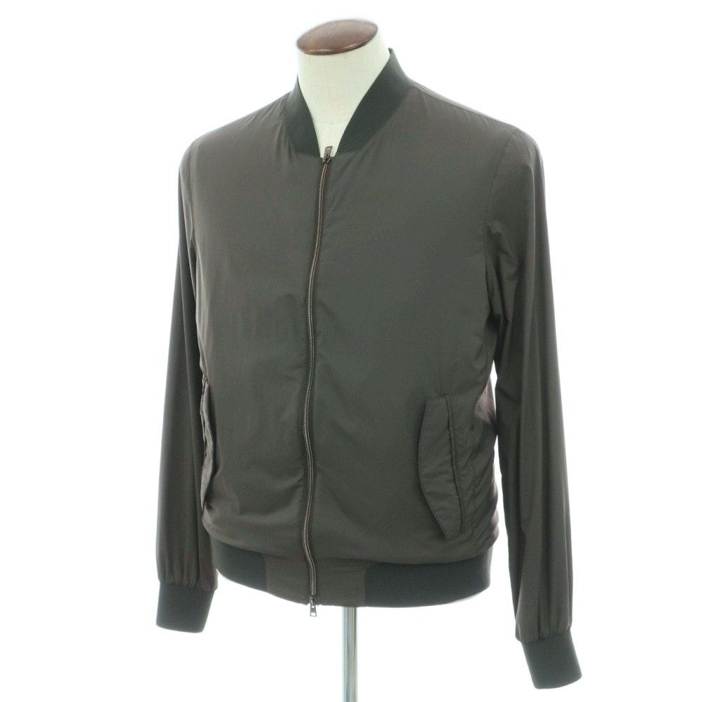 【中古】ヘルノ Herno ナイロンポリウレタン ダブルジップ スイングトップ ダークオリーブ【サイズ50】【メンズ】