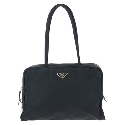 美品 PRADA プラダ テスート 三角ロゴプレート ブラック 黒 シルバー金具 ナイロン レザー/ ショルダーバッグ トートバッグ 601638 【中古】