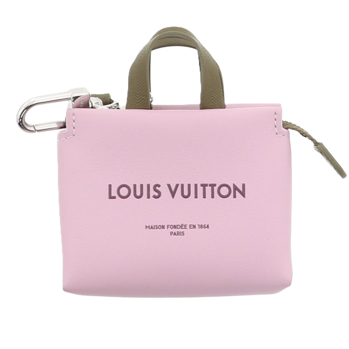 LOUIS VUITTON ルイ・ヴィトン LV ミニショッパー チャーム チャーム M03136 レザー ピンク カーキ  レディース【中古】