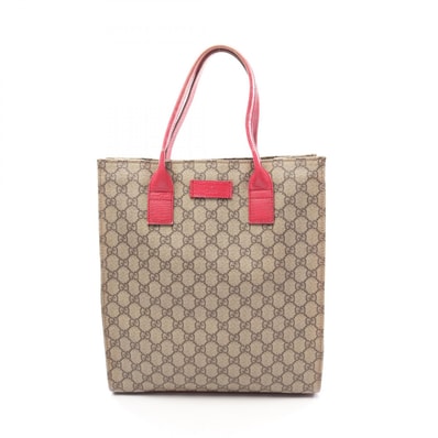 グッチ GUCCI GGスプリーム トートバッグ バッグ PVCコーティングキャンバス レザー レディース ベージュ系 / ピンク系 91249 【中古】