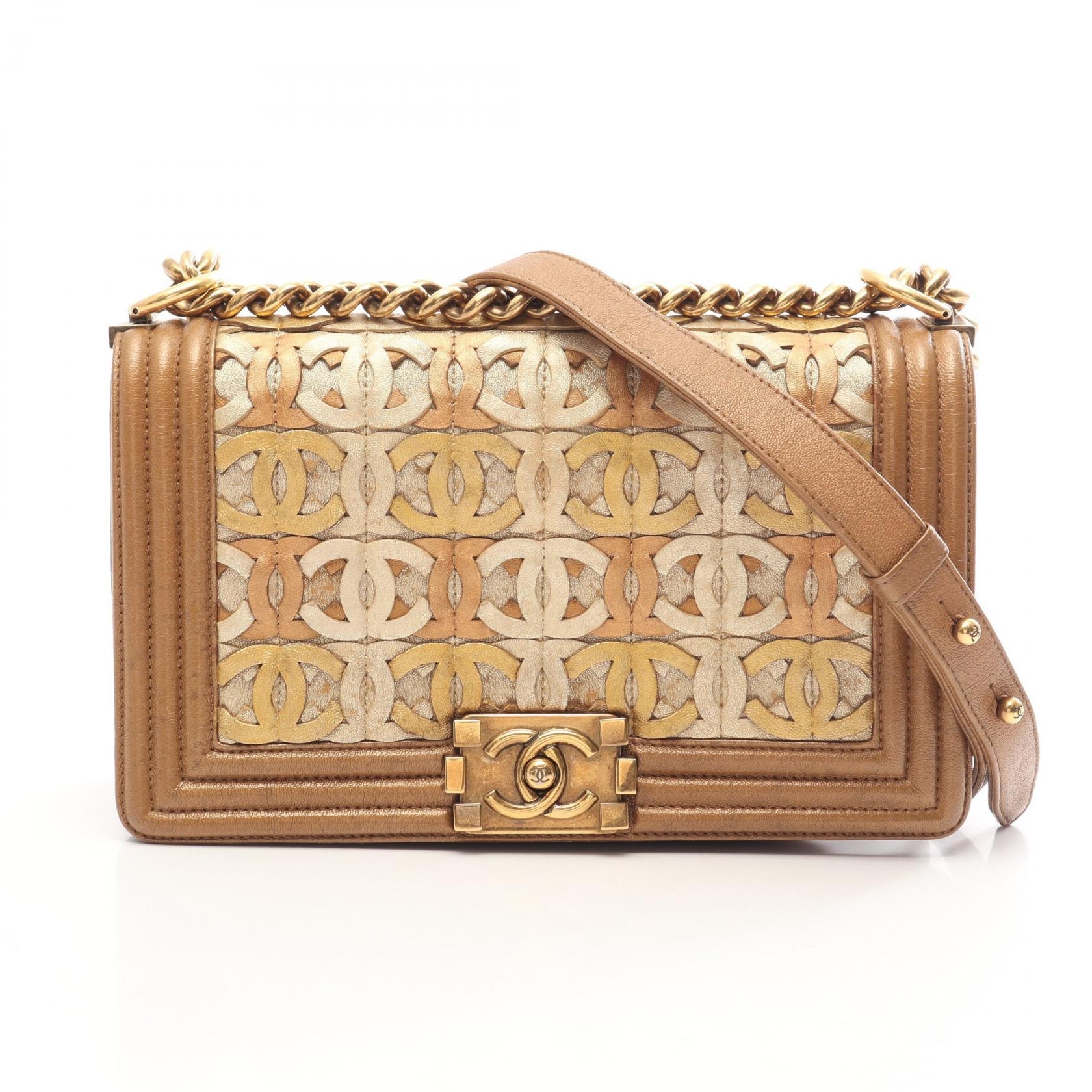 シャネル CHANEL ボーイシャネル ドバイ限定 アンティークゴールド金具 ショルダーバッグ バッグ レザー レディース ブラウン系 / ゴールド系 A67086 【中古】