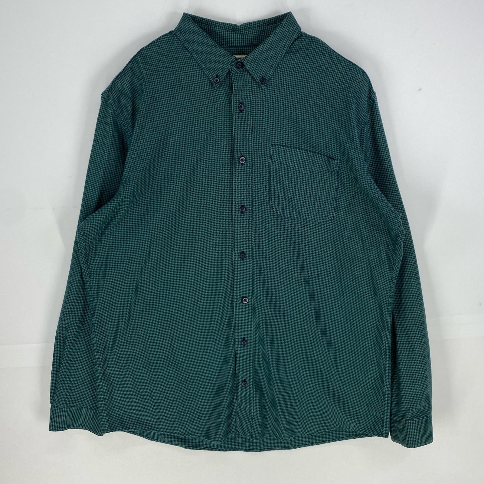 古着 エルエルビーン L.L.Bean 長袖シャツ 千鳥柄 ボタンダウン ロングスリーブ アウトドア XL グリーン系 メンズ