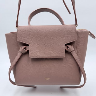 CELINE(セリーヌ)ナノ ベルトバッグ ハンドバッグ グレインカーフ ピンク系 ゴールド金具