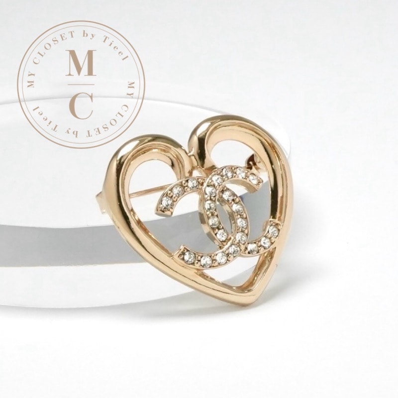 シャネル CHANEL ブローチ コサージュ ゴールド ハート ココマーク ラインストーン