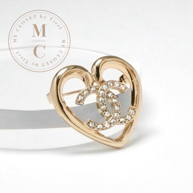 シャネル CHANEL ブローチ コサージュ ゴールド ハート ココマーク ラインストーン