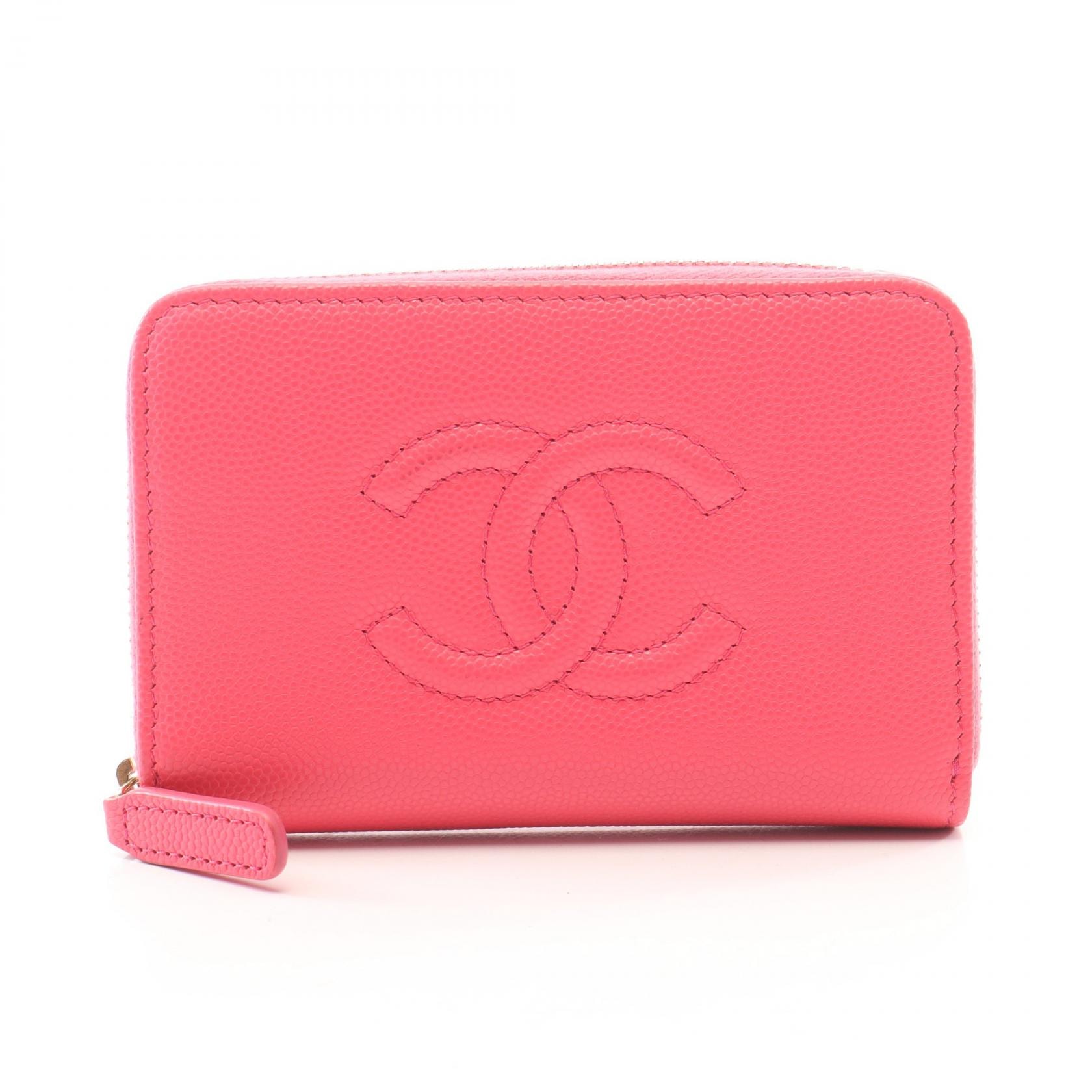 シャネル CHANEL ココマーク ラウンド財布 財布 キャビアスキン(グレインドカーフ) レディース ピンク系 【中古】