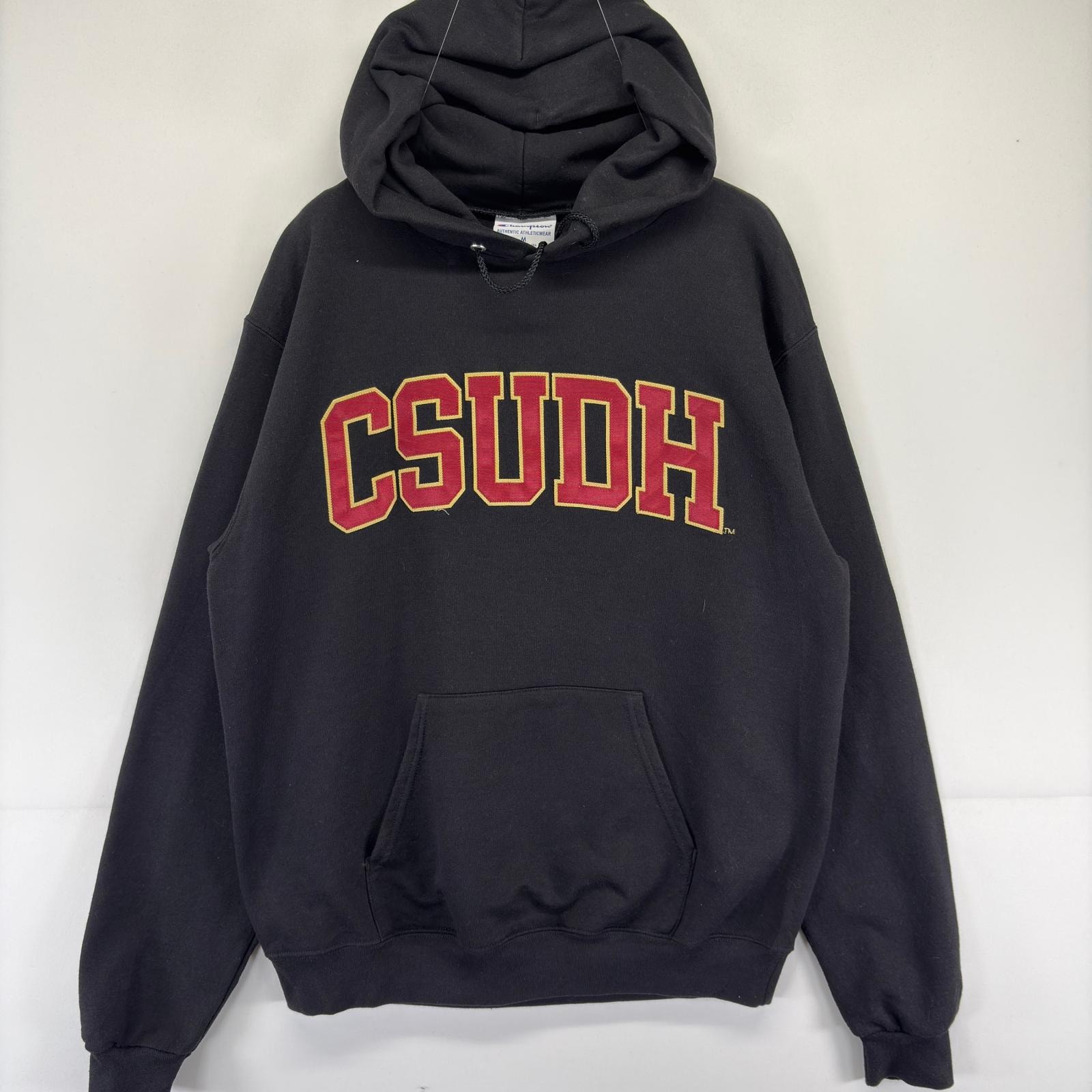 古着 チャンピオン Champion パーカー スウェット ワッペン カレッジ プルオーバー M  ブラック メンズ
