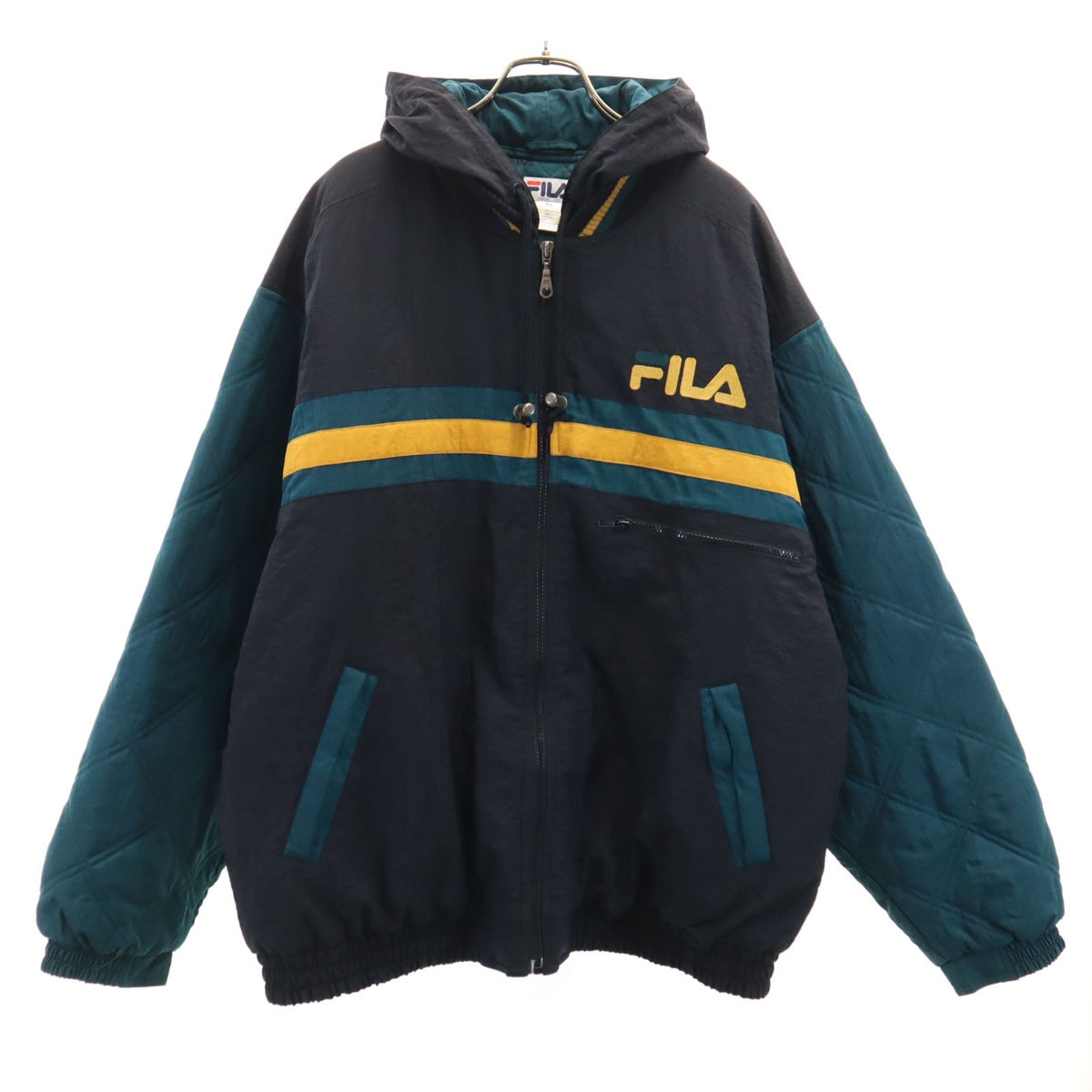 FILA フィラ 90s オールド バックロゴ 中綿ジャケット XL ブラック