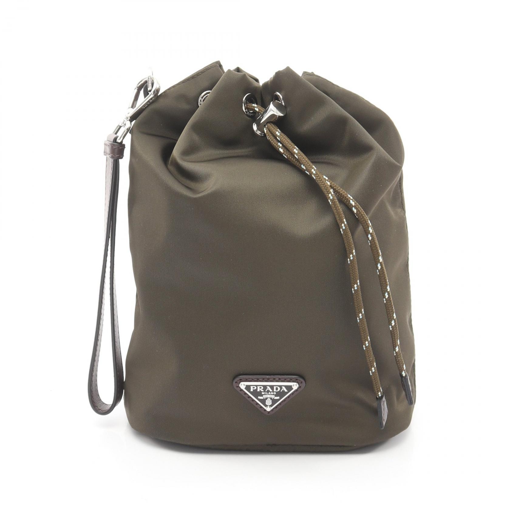 プラダ PRADA TESSUTO TECH 巾着 ポーチ バッグ ナイロン レディース カーキ系 2NE0672HE1F0334 【新品】