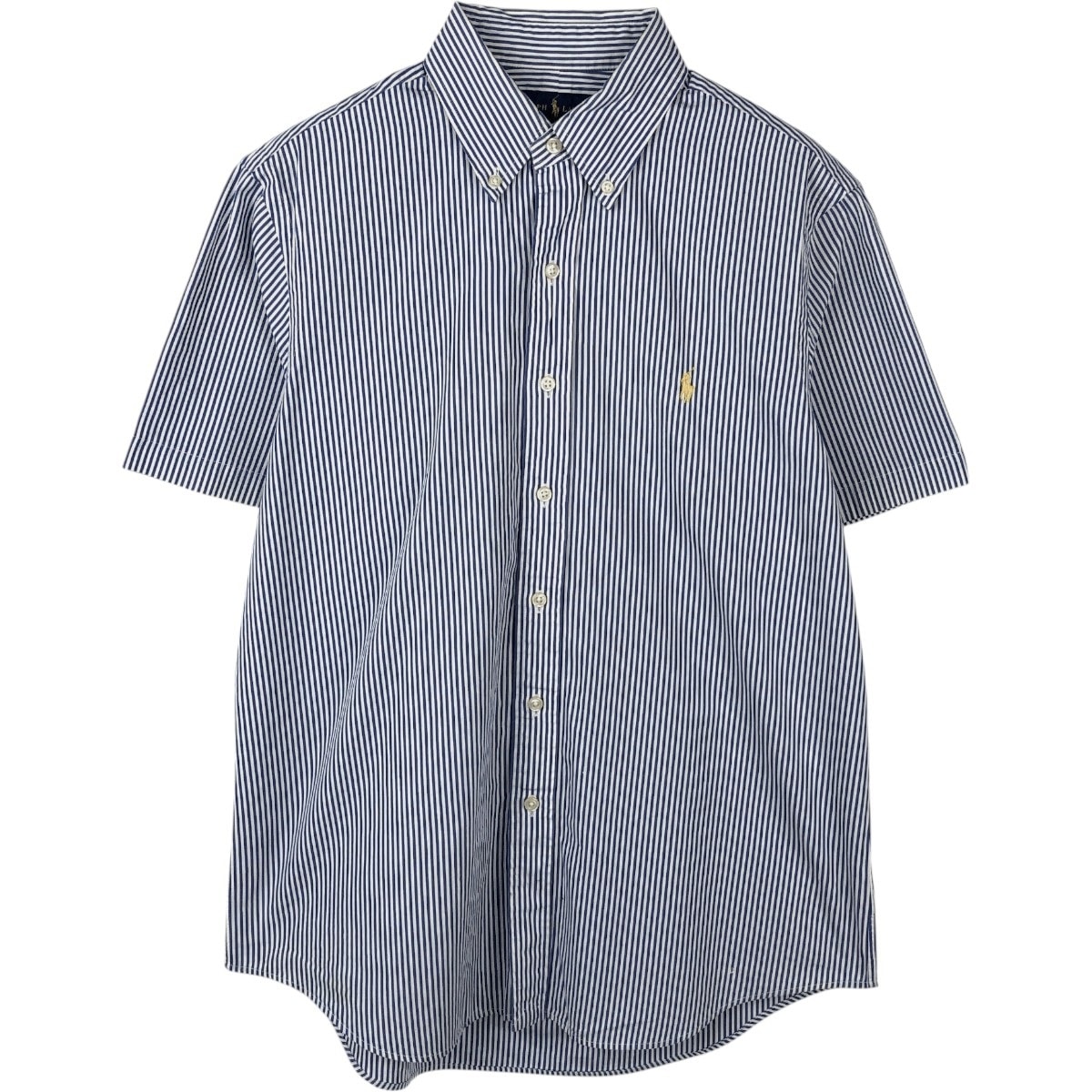 古着 ラルフローレン Ralph Lauren CLASSIC FIT クラシックフィット 半袖 ボタンダウン ストライプシャツ メンズM相当/eaa665044