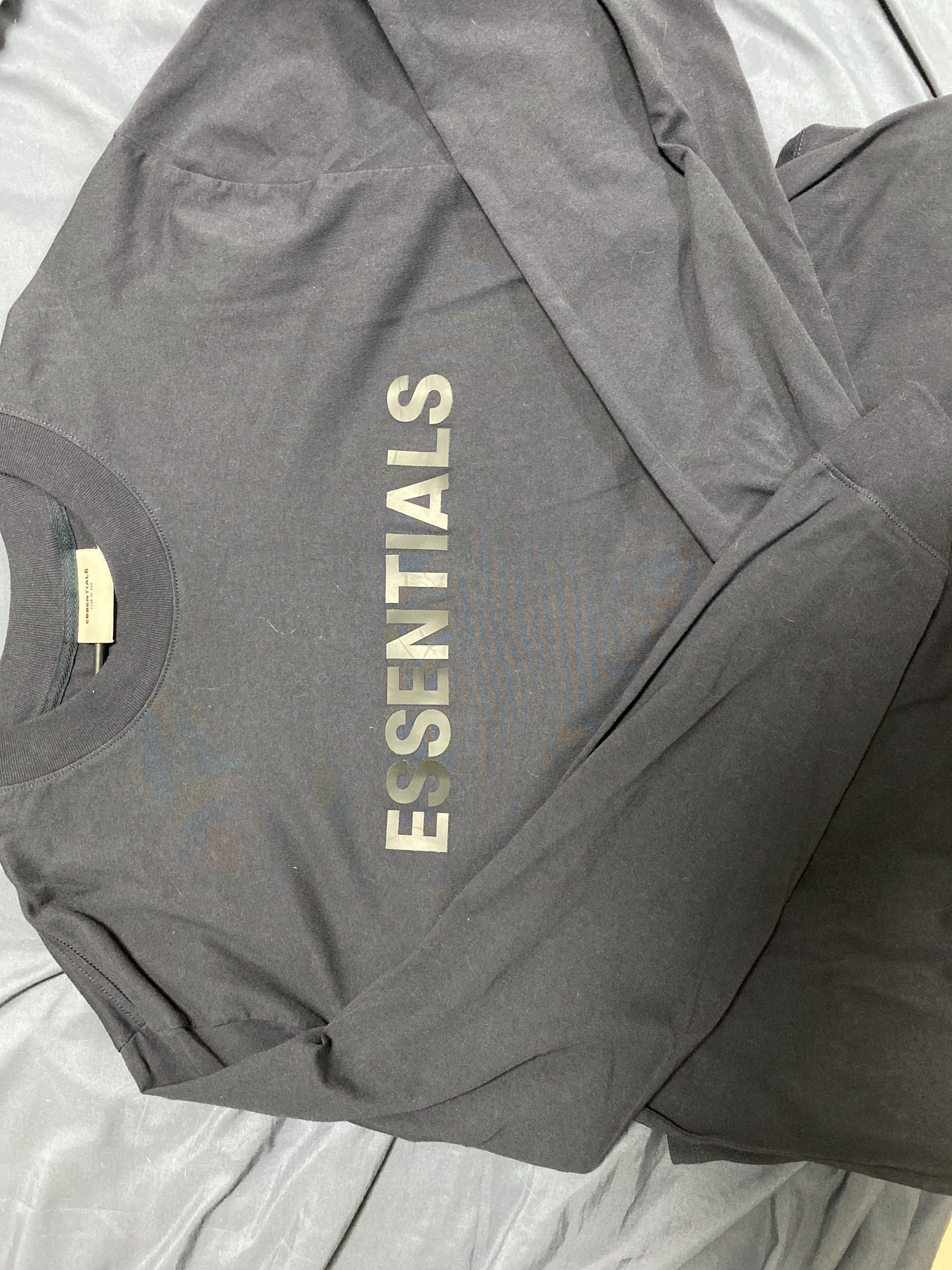 FEAR OF GOD ESSENTIALS / SSENSE 3D Silicon Applique Boxy Long Sleeve T-Shirt "Dark Navy"