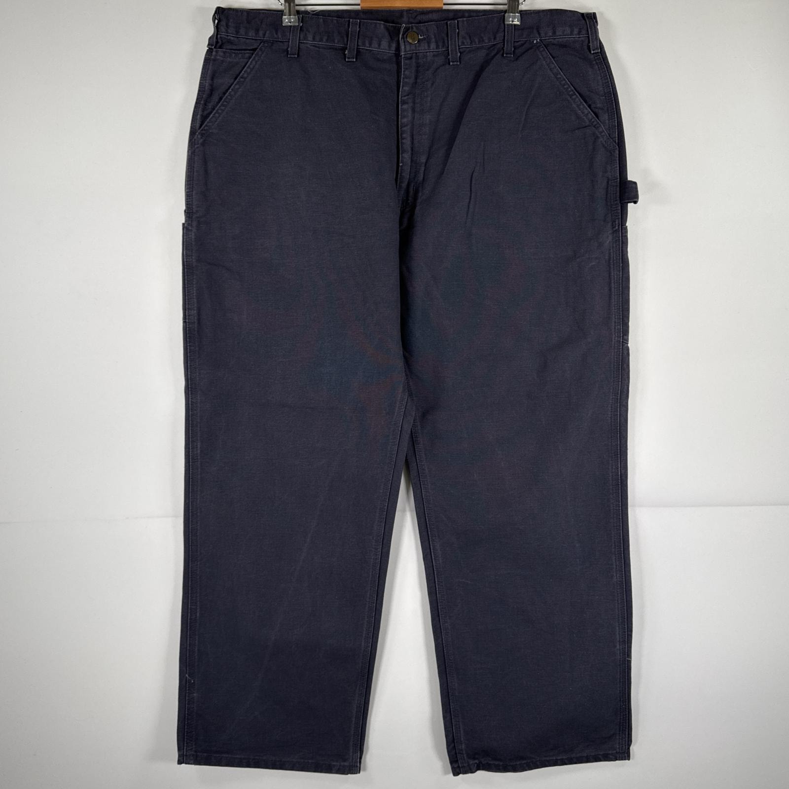 古着 カーハート Carhartt ワークパンツ ダック ペインターパンツ 作業着 ワンポイント ロゴ 大きいサイズ w44 L30  グレー メンズ