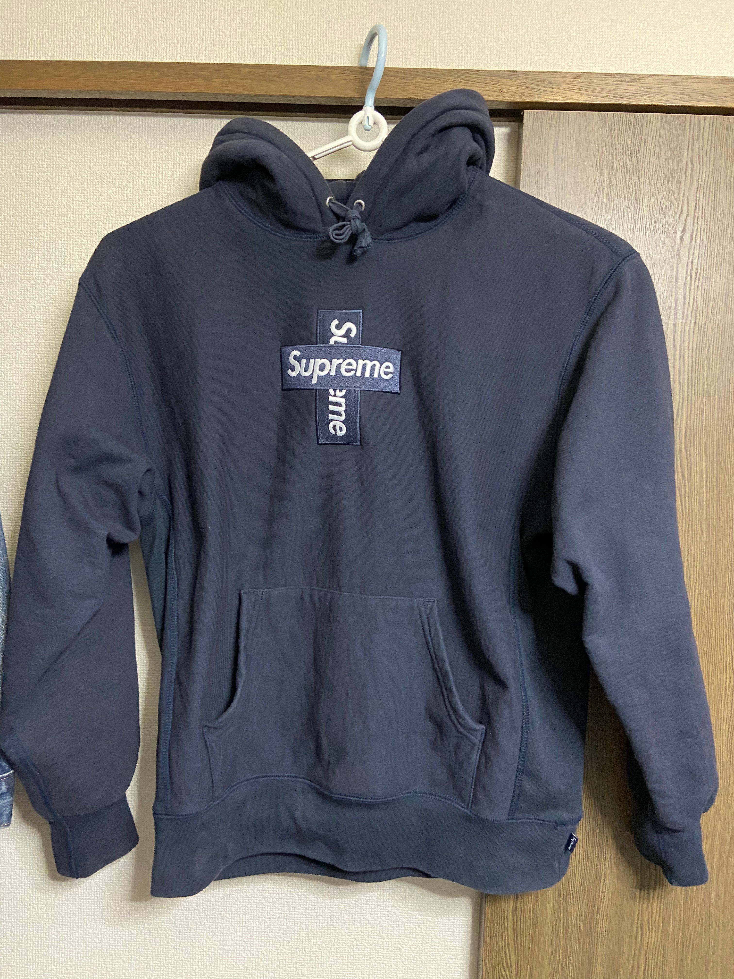 Supreme Cross Box Logo Hooded Sweatshirt "Navy"