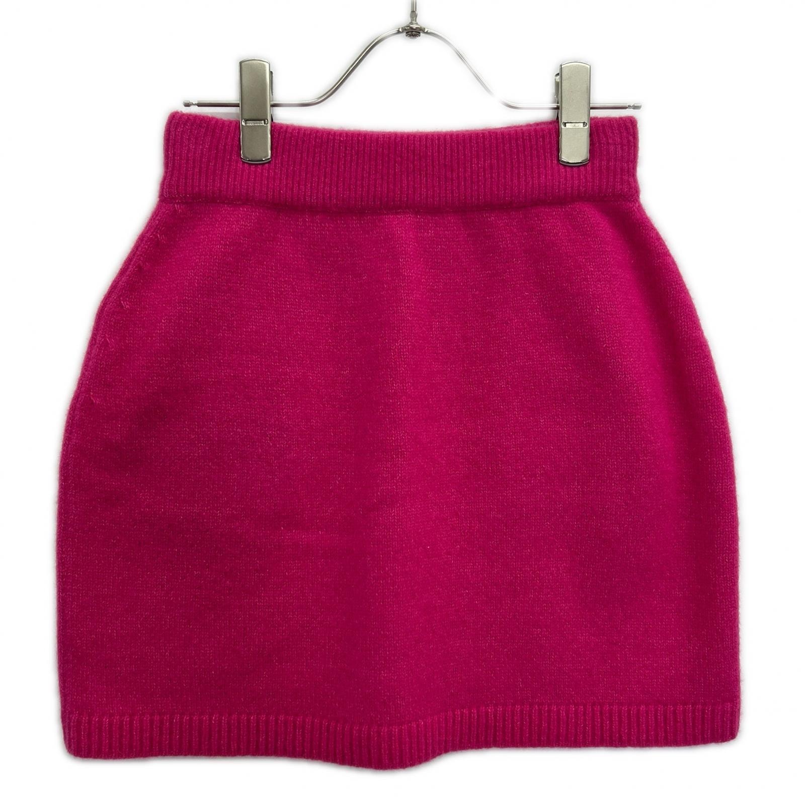 シャネル P73519K10525 ウール×カシ×シルク ロゴ ココマークボタンニットスカート 34