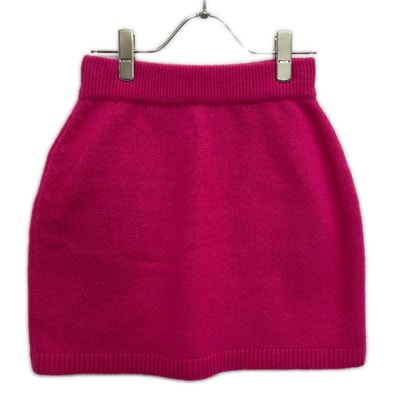 シャネル P73519K10525 ウール×カシ×シルク ロゴ ココマークボタンニットスカート 34