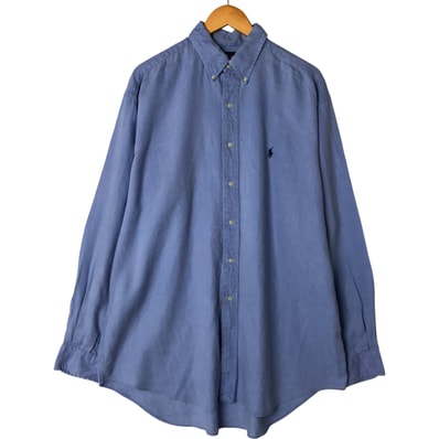 古着 ラルフローレン Ralph Lauren BLAKE 長袖 リネン ボタンダウンシャツ メンズL相当/eaa565852