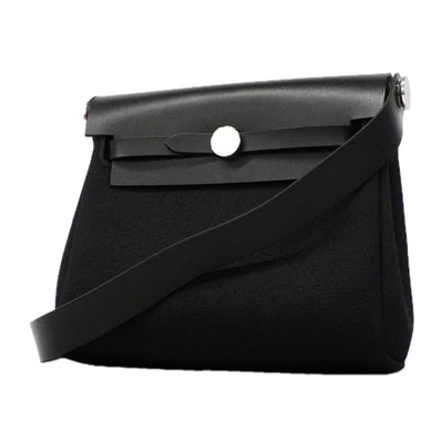 【6he5379】エルメス ショルダーバッグ エールバッグジップミニ トワルミリタリー ブラック シルバー金具 G刻印【中古】レディース