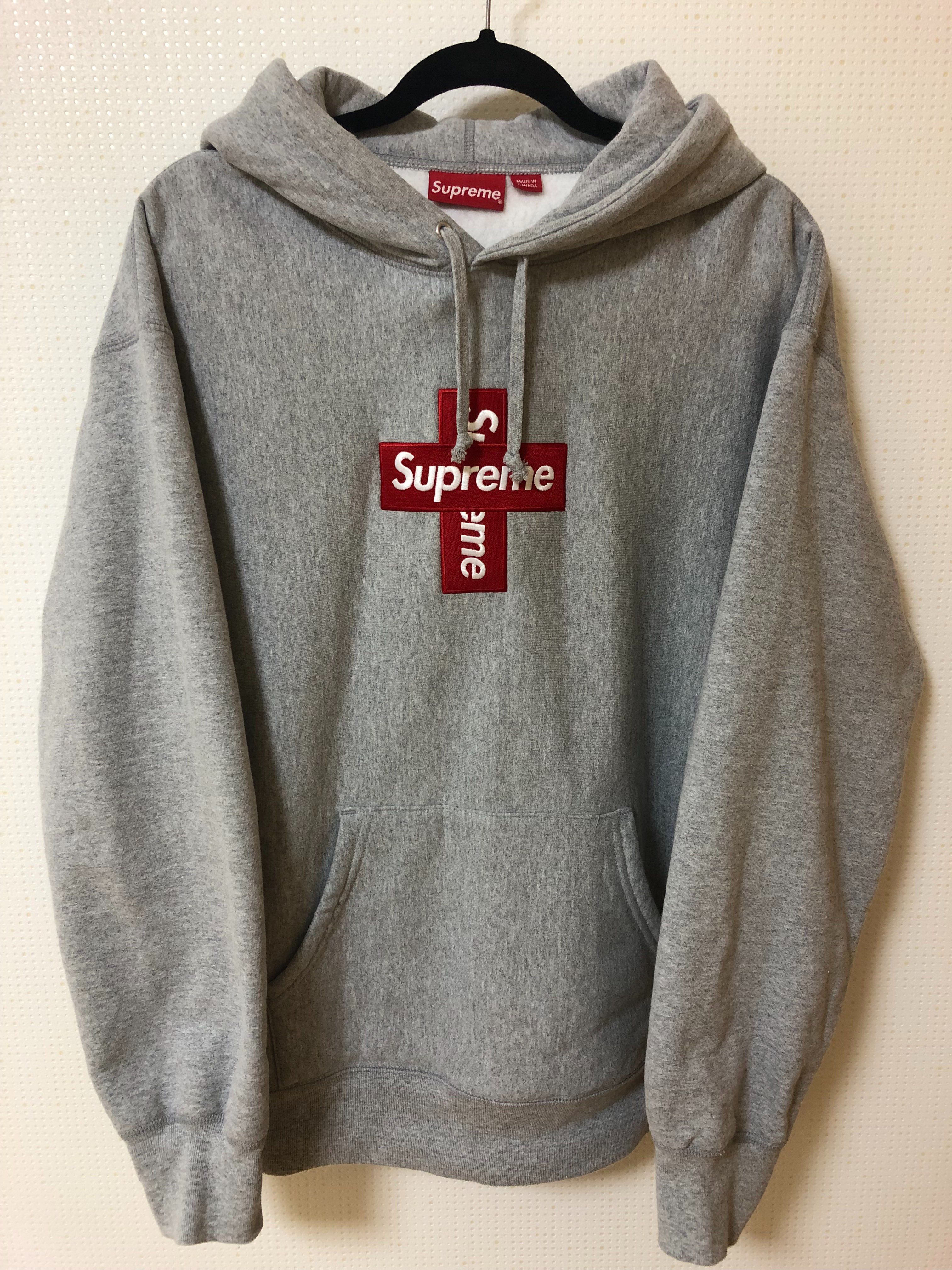 Supreme Cross Box Logo Hooded Sweatshirt "Grey"