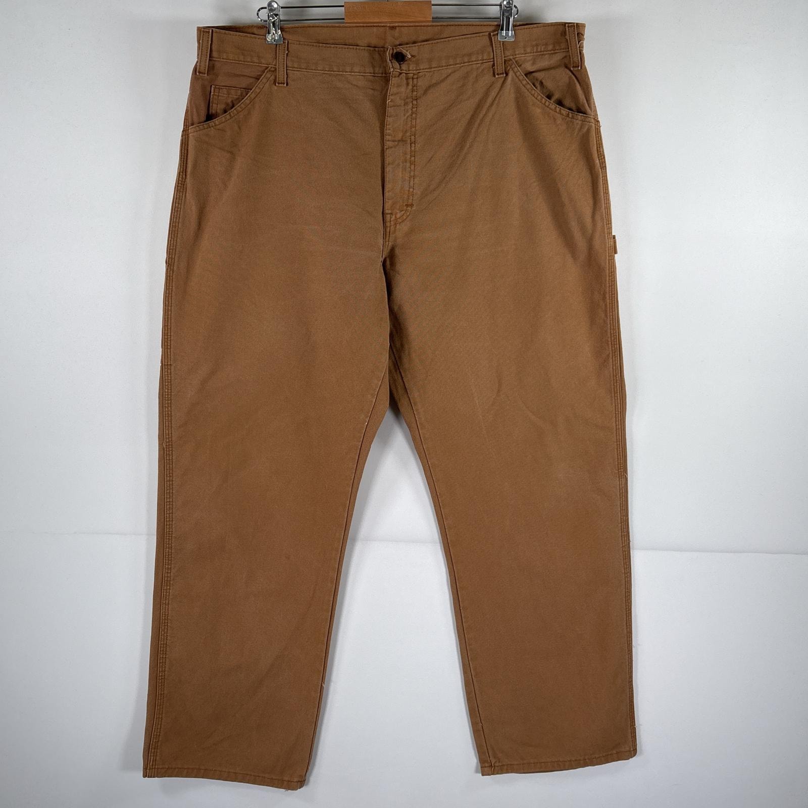 古着 ディッキーズ Dickies ワークパンツ ダック ペインターパンツ 大きいサイズ ワンポイントロゴ w42 L32 ブラウン系 メンズ