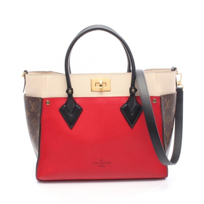 ルイ・ヴィトン LOUIS VUITTON オンマイサイド MM ハンドバッグ バッグ レザー PVCコーティングキャンバス モノグラム ルージュ レディース レッド系 / ブラウン系 / マルチカラー M53824 【中古】