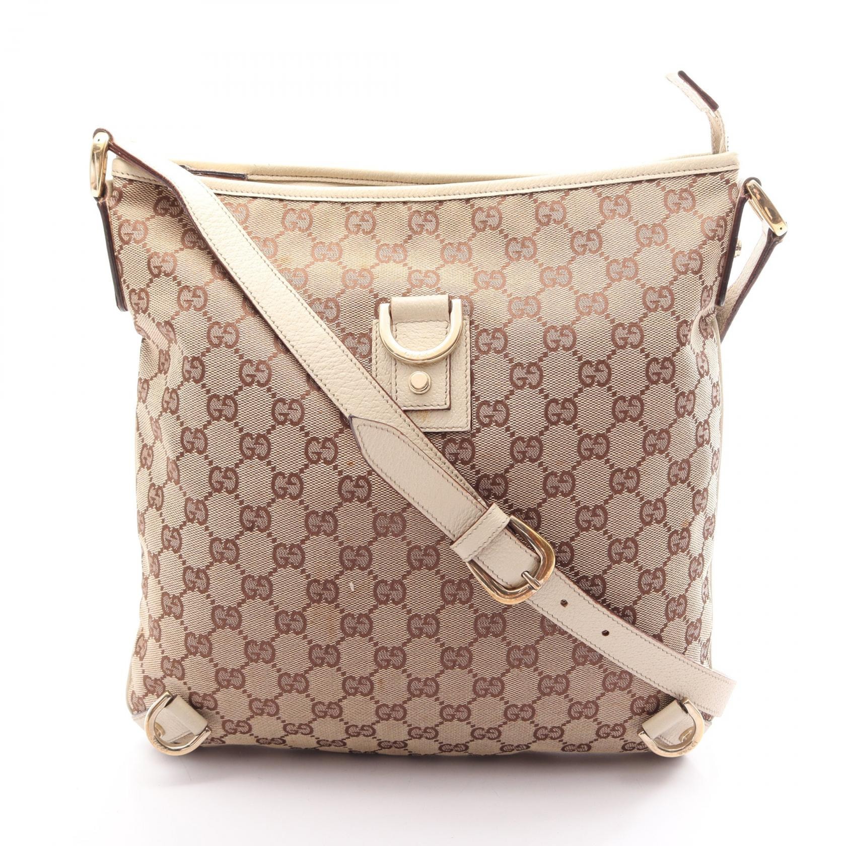 グッチ GUCCI アビー GGキャンバス ショルダーバッグ バッグ キャンバス レザー レディース ベージュ系 / ホワイト系 131326 【中古】