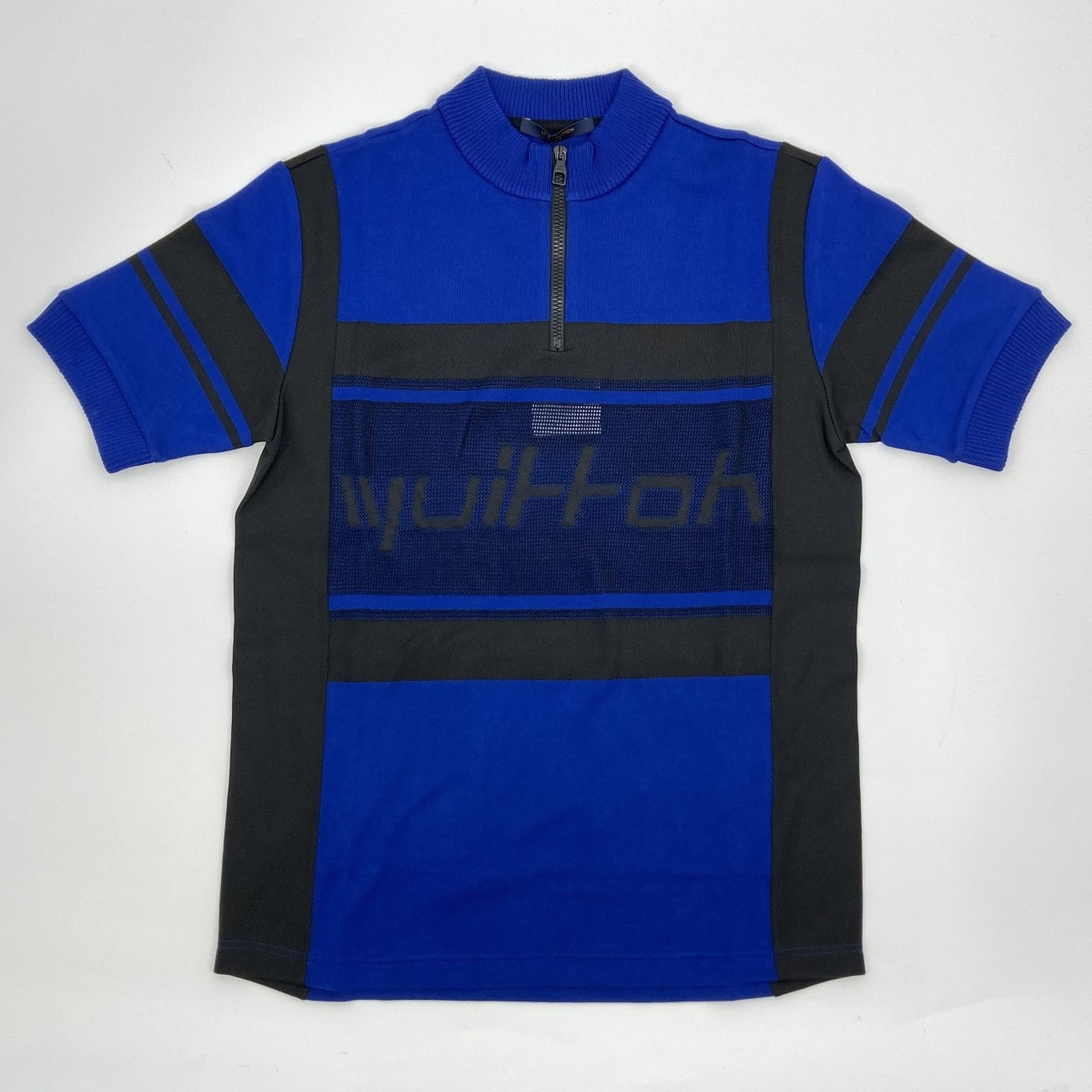 LOUIS VUITTON(ルイ・ヴィトン) ジャガードサイクリング ジップニット L RM192M NPI HHY03W 半袖Tシャツ ブルー×ブラック