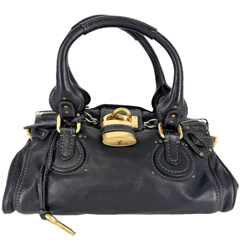 Chloe クロエ ハンドバッグ パディントン 肩掛け レザー    ブラック 黒 ゴールド×シルバー金具 レディース【中古品】