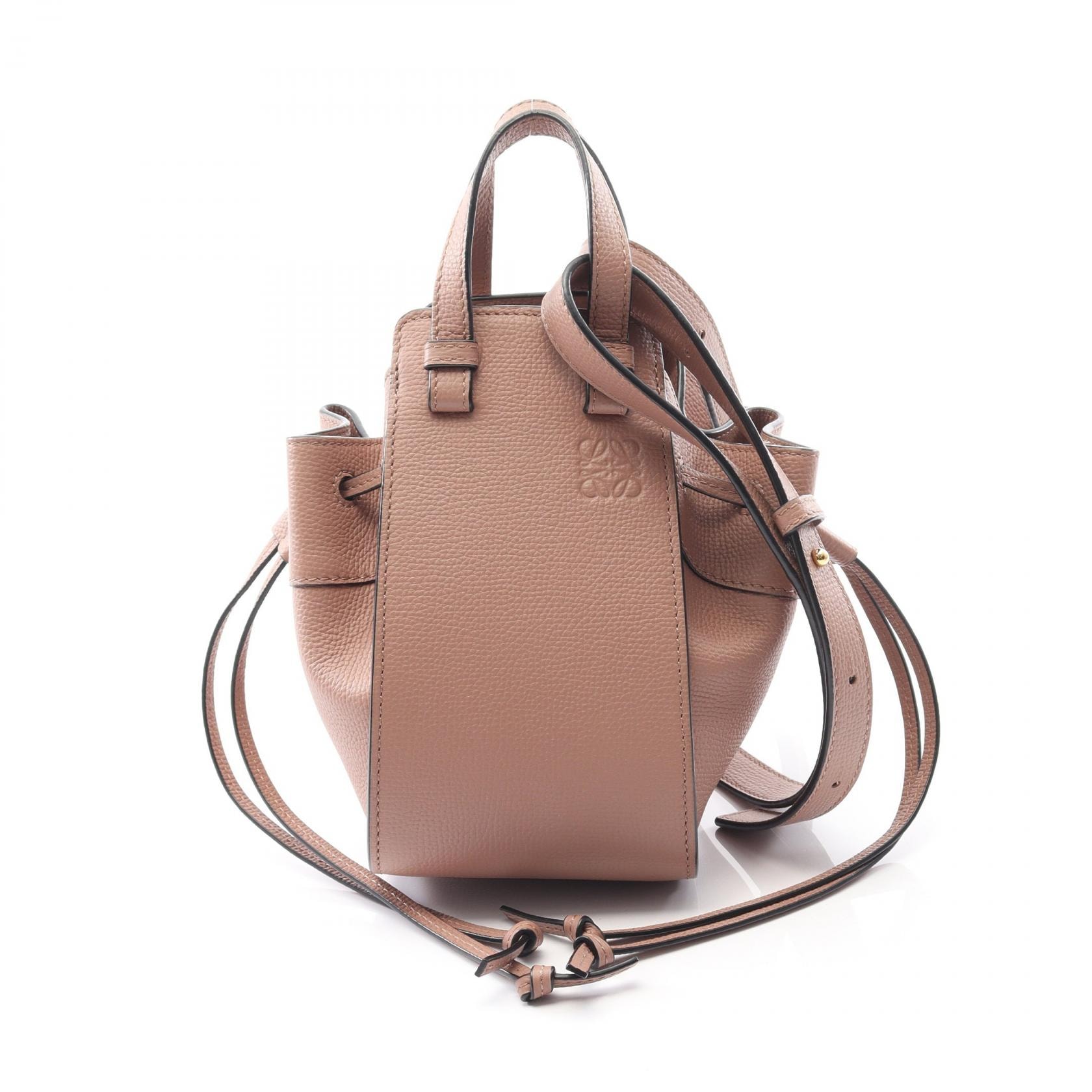ロエベ LOEWE ハンモック ドローストリングバッグ ミニ ハンドバッグ バッグ レザー レディース ピンク系 A538V07X10 【中古】