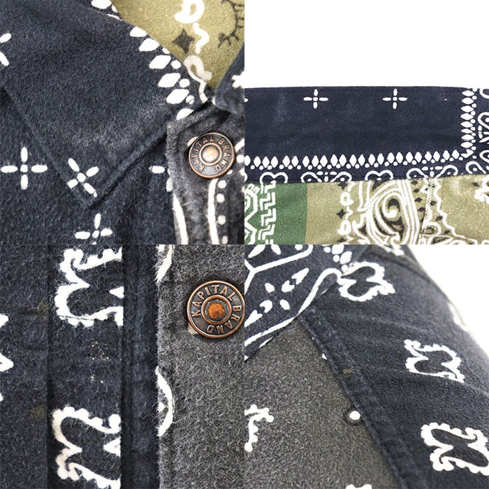 キャピタル kapitalパッチワークシャツジャケットサイズ3 C (やや傷や汚れあり)】KAPITAL キャピタル 1st Jacket ネルシャツ