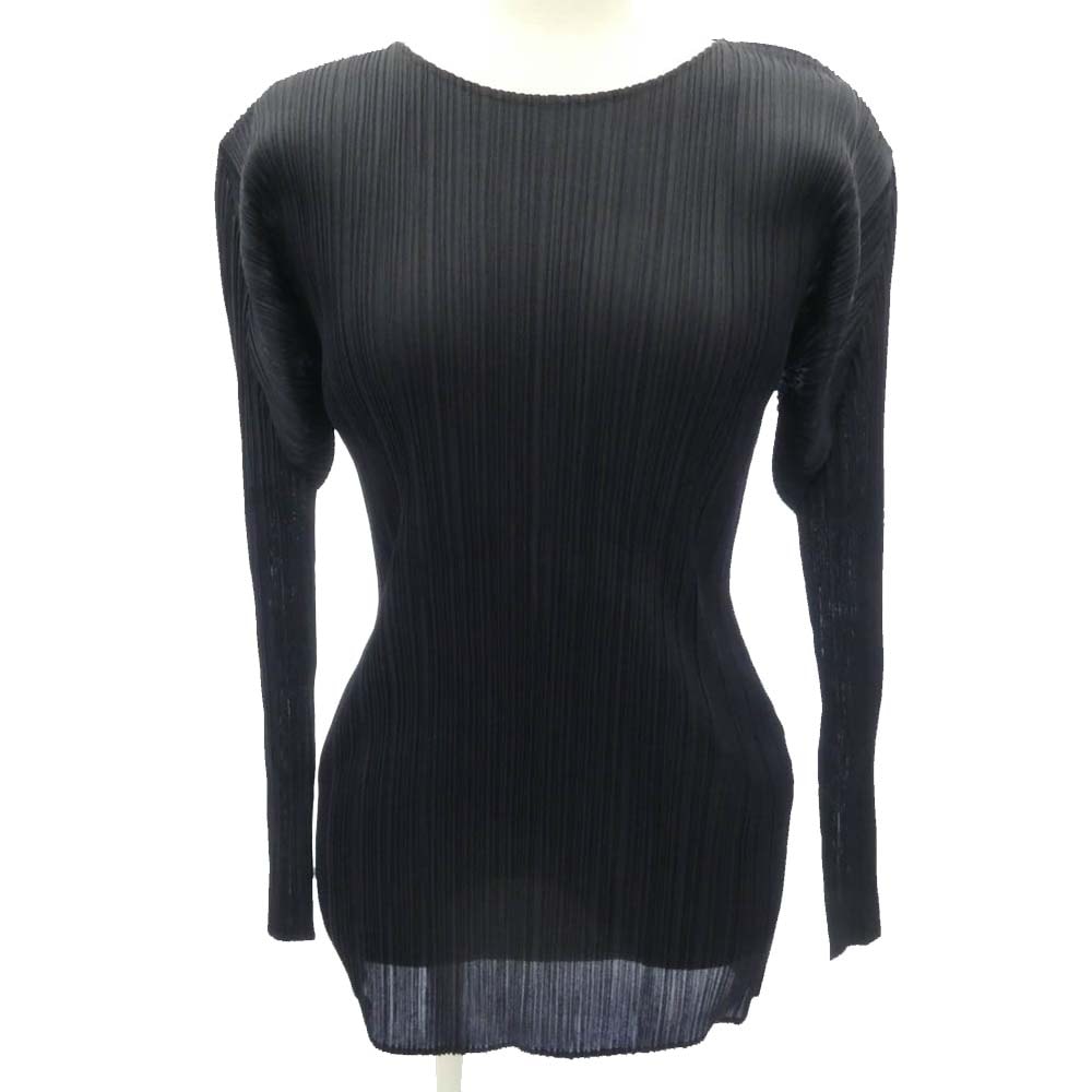 PLEATS PLEASE プリーツプリーズ イッセイミヤケ PP04-JK602 プリーツ加工 長袖 カットソー ダークネイビー系 3【中古】