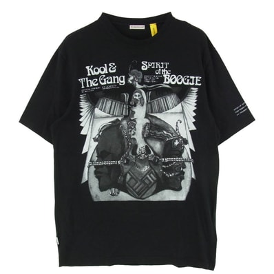 MONCLER モンクレール F209U8C70510 8392B × FRAGMENT フラグメント モンクレールジャパンタグ ジーニアス MAGLIA Kool & the Gang プリント Tシャツ 半袖 カットソー ブラック系 S【中古】
